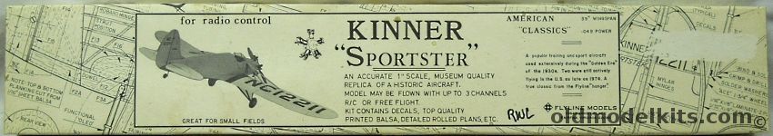 Flyline Models 1/12 Kinner Sportster - 39 inch Wingspan for R/C Or Free Flight Or Static Display, 106 plastic model kit